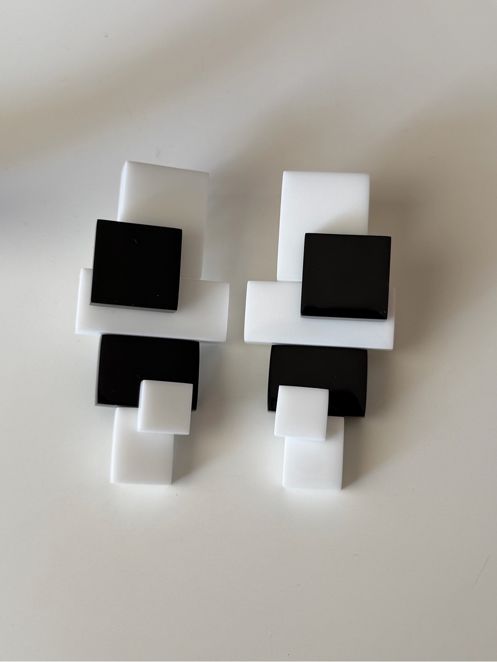 MONIES Black & White Geometric Statement Earrings